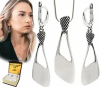 KOMPLET BIŻUTERII SREBRNEJ 925 DAMSKIEJ AŻUROWY OKSYDA + GRAWER GRATIS