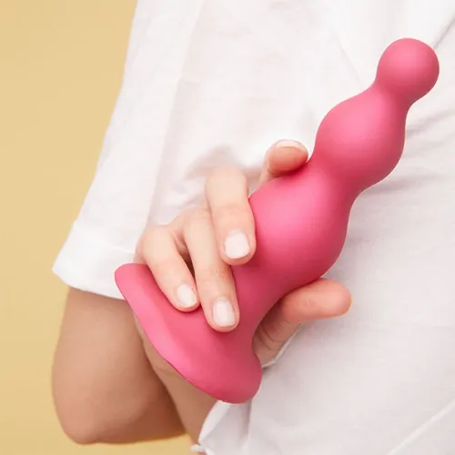 dildo - strap-on-me dildo plug beads metallic raspberry pink l na Arena.pl