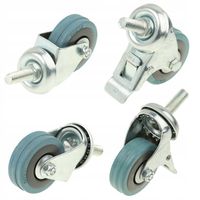 Zestaw kółek 50 mm kółka gumowe nie rysujące 100kg 4szt hamulce gwint