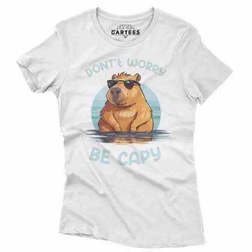 KOSZULKA DAMSKA DON'T WORRY BE CAPY CAPYBARA KAPIBARA KAPI BARA ZESTAW zdjęcie 5