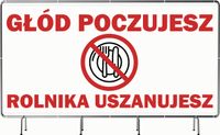 BANER REKLAMOWY 130x80cm projekt w cenie różne wzory ROLNIKA USZANUJESZ