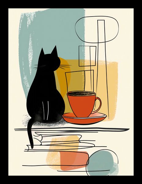 Plakat 15x20cm Kot i Kawa zdjęcie 2