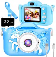 APARAT CYFROWY DLA DZIECI NIEBIESKI JENDOROŻEC + KARTA PAMIĘCI 32GB