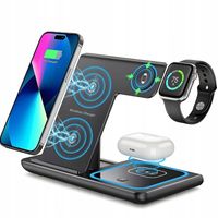 Ładowarka indukcyjna bezprzewodowa do IPHONE 13 14 15 APPLE Watch 3w1 15W