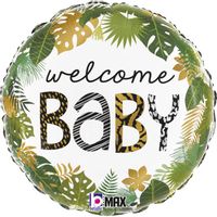 Balon foliowy Welcome Baby dżungla safari okrągły, 45 cm