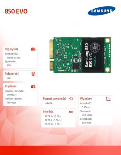 Samsung SSD 1TB 850 EVO mSata na Arena.pl