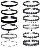 Zestaw 10 szt CHOKER naszyjnik rzemyk koronka boho  B72_CC