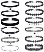 Zestaw 10 szt CHOKER naszyjnik rzemyk koronka boho  B72_CC