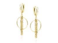 OZŁACANE SREBRNE KOLCZYKI KÓŁKA WISZĄCY CHWOST