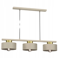 Lampa Wisząca MARTI Beżowy Złoty Metalowy Klosz 3xE27