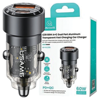 usams ład. sam. c39 usb+usb-c 60wfast charge czarny/black cc208cc01