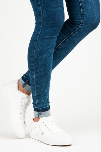 BIAŁE MATERIAŁOWE TRAMPKI Rozmiar - 37 na Arena.pl