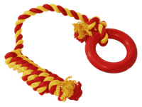 Zabawka dla psa gumowe ringo na sznurku o zapachu wanilii czerwona 45cm