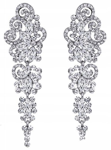 Kolczyki Srebrne Długie Kryształowe Boho Elegancki B45_Srebrny zdjęcie 1