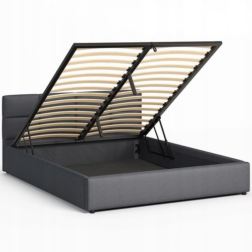 Łóżko tapicerowane 160×200 z pojemnikiem i zagłówkiem Mika szare na Arena.pl