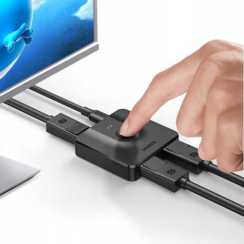 UGREEN PRZEŁĄCZNIK SWITCH ROZDZIELACZ 2X DISPLAYPORT DP 4K Z KABLEM USB-C na Arena.pl