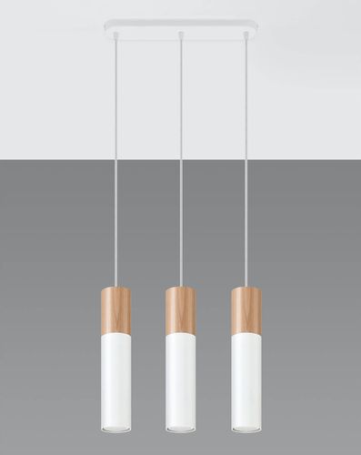 Skandynawska LAMPA wisząca SL.0630 metalowa OPRAWA hygge ZWIS tuby drewniane białe na Arena.pl