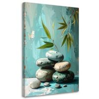 Obraz do salonu sypialni, Kamienie zen spa liście na turkusowym