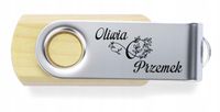 Pendrive ślubny drewniany nadruk pamiątka prezent wesele z imionami datą