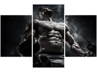 90X60CM OBRAZ MĘŻCZYZNA SIŁOWNI STALOWYM KOLORZE TRZY OBRAZY