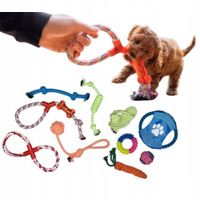 GRYZAK BAWEŁNIANY DUŻY ZESTAW DLA PSA SZCZENIAKA PIŁKA ZABAWKA SZARPAK 10el