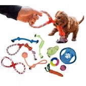 GRYZAK BAWEŁNIANY DUŻY ZESTAW DLA PSA SZCZENIAKA PIŁKA ZABAWKA SZARPAK 10el