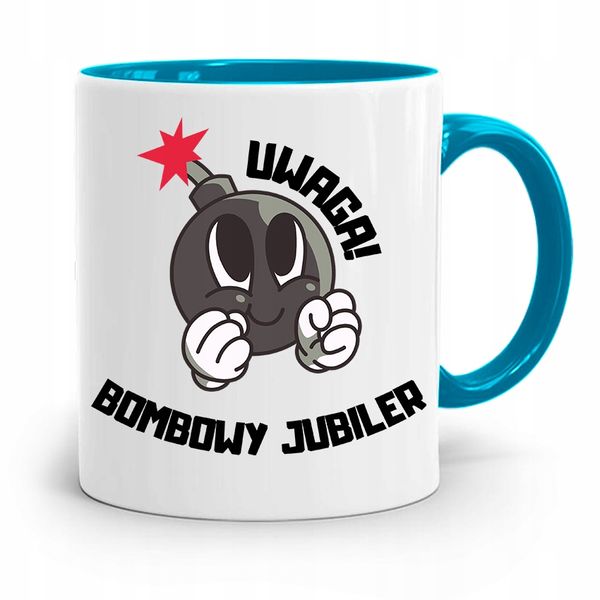 Dla Jubilera Kubek Błękitny Bombowy Jubiler Z Nadrukiem Ze Zdjęciem zdjęcie 1