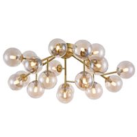 Modernistyczna LAMPA sufitowa DALLAS MOD545PL-20G Maytoni plafoniera OPRAWA szklana molekuły plafon bursztynowe złote