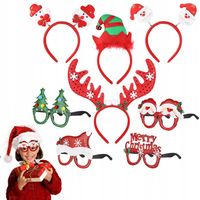 8x OKULARY ŚWIĄTECZNE KARNAWAŁOWE ROGI RENIFERA OPASKA NA GŁOWĘ