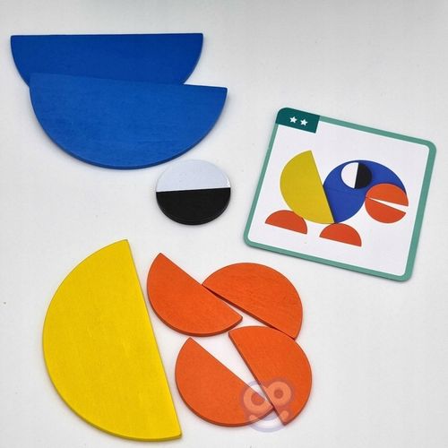 Drewniana Układanka Klocki GRA Karty Zadania EDU 40 Wzorów 50 Elementów na Arena.pl