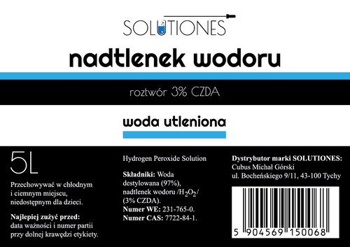 Nadtlenek wodoru 3% woda utleniona 5l Solutiones na Arena.pl