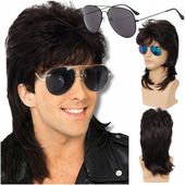 PERUKA lata 70 80 90 RETRO ITALO DISCO MĘSKA WŁOSY OKULARY PRZEBRANIE