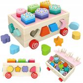 Drewniana kostka EDUKACYJNA SORTER KLOCKI 924