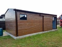 Blaszany garaż 3,5x7m – złoty dąb jasny