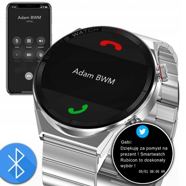 Zegarek męski SMARTWATCH Rubicon ROZMOWY KROKI SMS zdjęcie 12