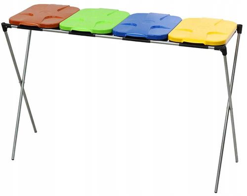 stojak do segregacji odpadów (4-stanowiskowy) niebieski, zielony, brązowy na Arena.pl