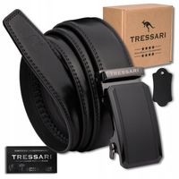 Elegancki pasek TRESSARI męski czarny automatyczny skóra naturalna