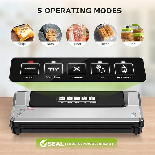 Bonsenkitchen Zgrzewarka Próżniowa do Żywności, Funkcja 5 w 1 SREBRNA na Arena.pl