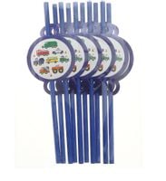 Słomki papierowe samochody, 6 szt.