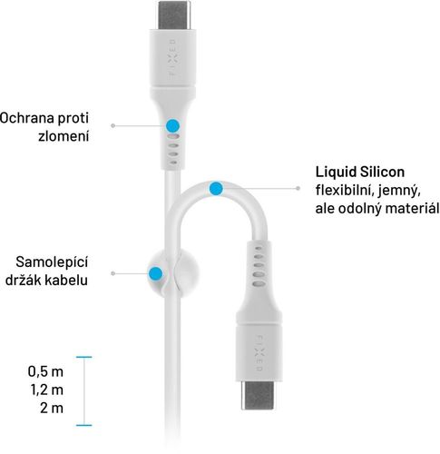 Kabel USB FIXED Kabel Liquid Silicone USB-C/USB-C 2m 60W biały na Arena.pl