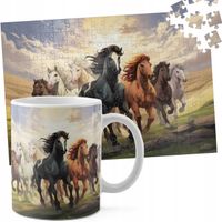 ZESTAW KUBEK + PUZZLE 110EL - KOŃ KONIE JAZDA KONNA HOBBY HORSE