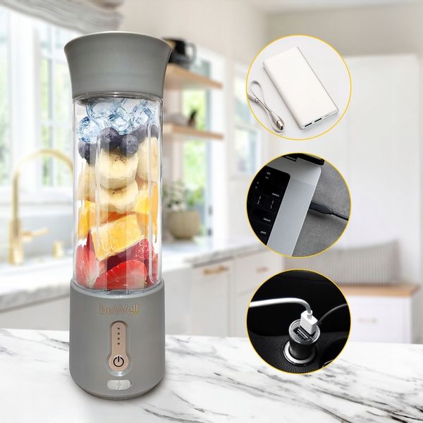 BLENDER KIELICHOWY DO SMOOTHIE I KOKTAJLI RECZNY beWell 500ml BEZPRZEWODOWY zdjęcie 2