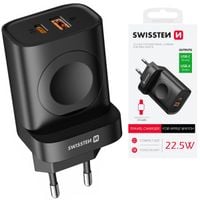 SZYBKA ŁADOWARKA SIECIOWA USB-C USB-A iWatch SWISSTEN PD 22,5W