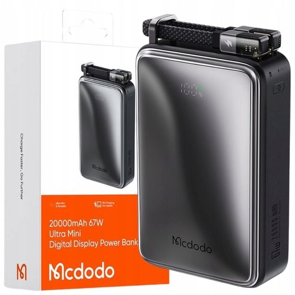 MCDODO POWERBANK 20000MAH Z WYŚWIETLACZEM 3X USB USB-C 67W + KABEL USB-C PD zdjęcie 1