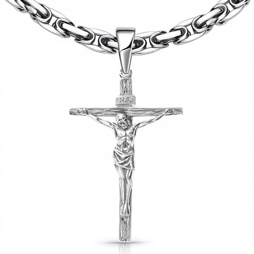 Krzyżyk duży srebrny męski 925 z Jezusem wizerunkiem pasyjka na Arena.pl