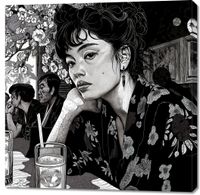 Obraz 100x100cm Czarne Kimono