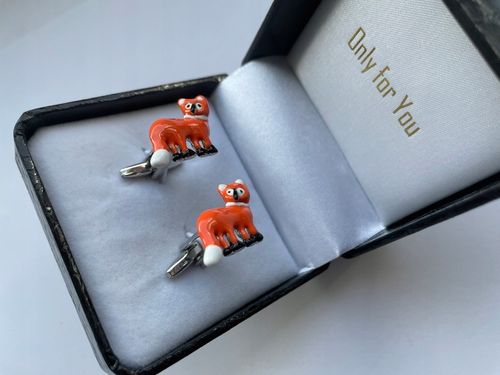 Spinki do mankietów EXC Rudy Lis Lisek Chytrusek z Kitą + Białe Etui Gratis na Arena.pl