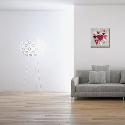 Red White Hearts Serce - Obraz na płótnie 40x40 cm na Arena.pl