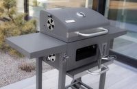 MOCNY GRILL WĘGLOWY OGRODOWY DWA RUSZTY POPIELNIK TERMOMETR DWIE PÓŁKI XXL