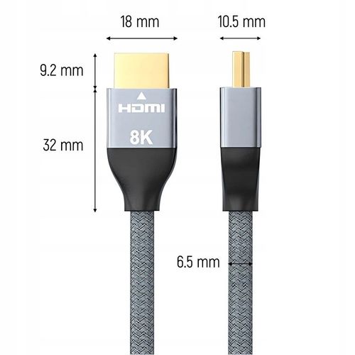 Kabel HDMI 2.1 PRZEWÓD ULTRA High Speed 8K/60HZ 4K/120HZ CERTYFIKOWANY na Arena.pl